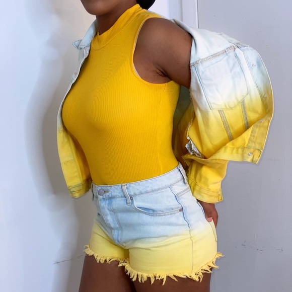 Ombré Yellow and Blue Jeans Jacket - Picture 5 of 5